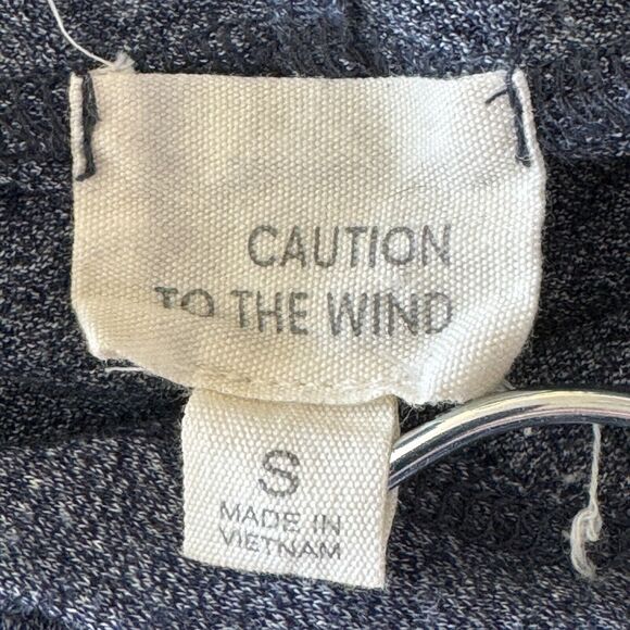 Caution To The Wind Small Pullover Top Hooded Stretch Flared Long Sleeves Blue - Picture 7 of 8